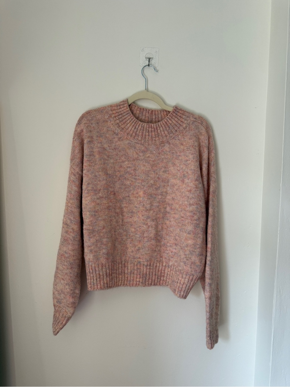 American Eagle Outfitters Heathered Pink Crewneck Sweater